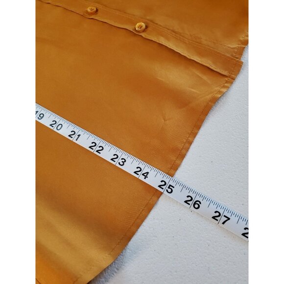 J. Crew Gold Silk Ruffle Neck Blouse Sleeveless Button Up Top Size 6 Preppy - Picture 8 of 13